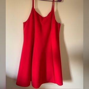 Spaghetti strap Ribbed Red dress